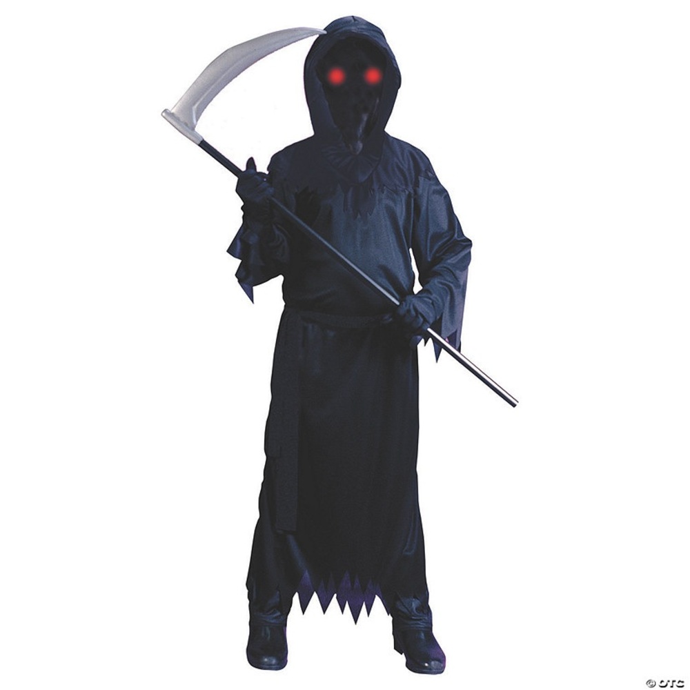 Fade In & Out Phantom Grim Reaper Costume- Wireless Battery Light Up Glasses - S